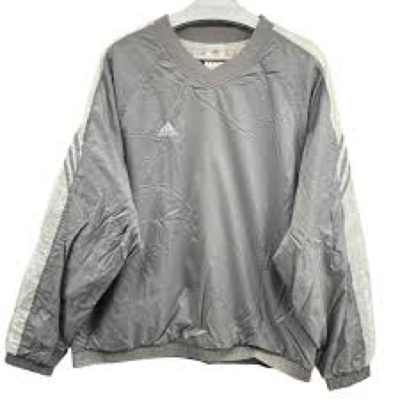 Vintage Y2K Adidas Windbreaker Lined Jacket Mens Sz 2XL Gray Pullover - Picture 2 of 5